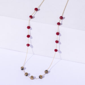 18K YELLOW GOLD NECKLACE WITH COLORED STONE