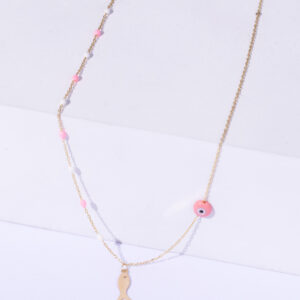 18K YELLOW GOLD FISH NECKLACE WITH EYE AND ENAMEL