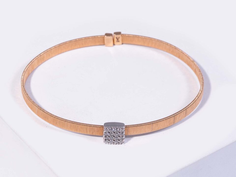 18K PINK GOLD BRACELET WITH WHITE DIAMOND