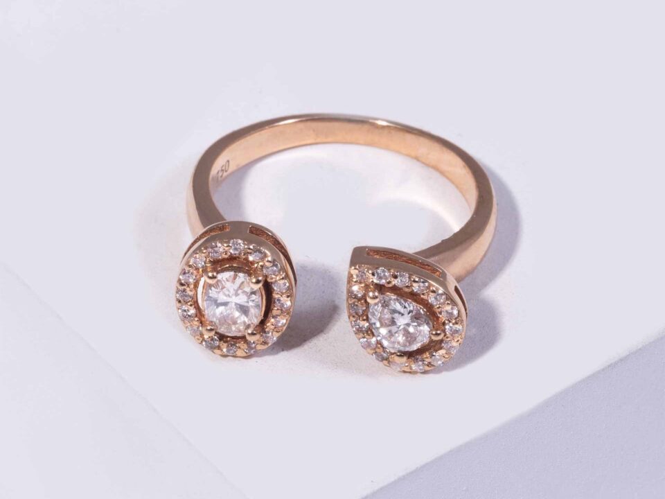 18K PINK GOLD RING WITH WHITE DIAMOND