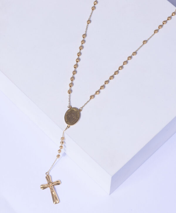 18K YELLOW GOLD ROSARY NECKLACE