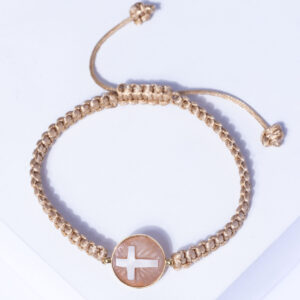 18K YELLOW GOLD CROSS BRACELET