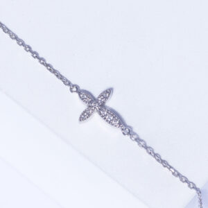 18K WHITE GOLD CROSS BRACELET WITH WHITE DIAMOND