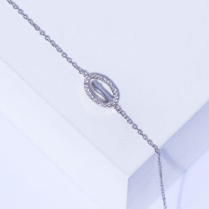 18K WHITE GOLD VIRGIN MARY BRACELET WITH WHITE DIAMOND