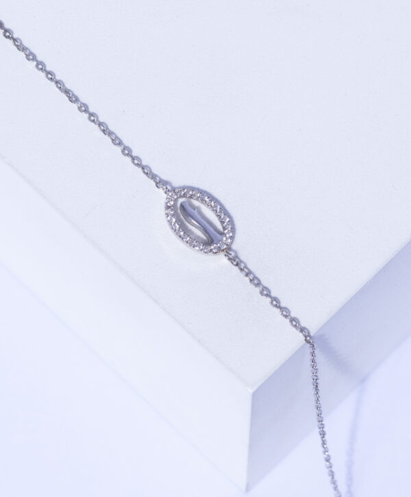 18K WHITE GOLD VIRGIN MARY BRACELET WITH WHITE DIAMOND
