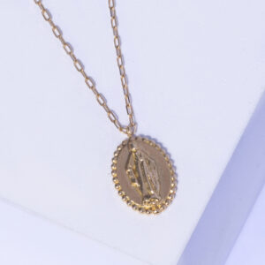 18K YELLOW GOLD VIRGIN MARY NECKLACE