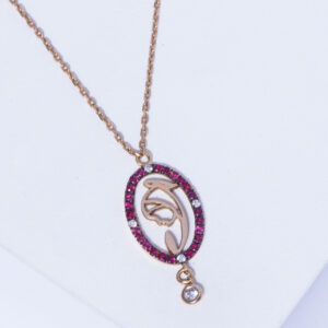 18K YELLOW GOLD VIRGIN MARY NECKLACE WITH WHITE DIAMOND