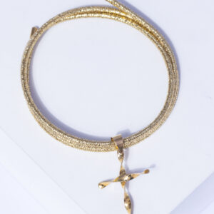 18K YELLOW GOLD CROSS NECKLACE