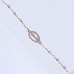 18K YELLOW GOLD CROSS BRACELET WITH HEMATITE STONE