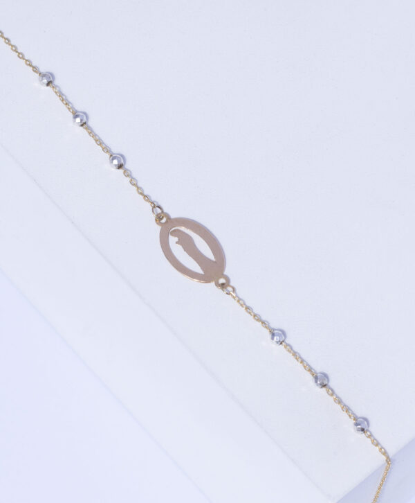18K YELLOW GOLD VIRGIN MARY BRACELET WITH HEMATITE STONE