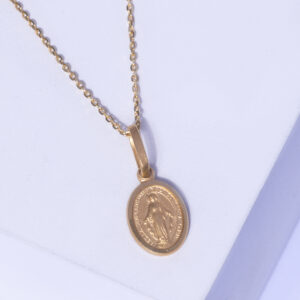 18K YELLOW GOLD VIRGIN MARY NECLACE