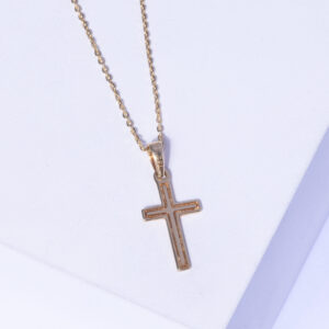 18K YELLOW GOLD CROSS NECKLACE