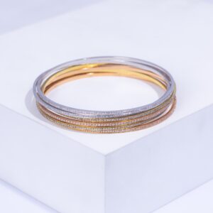 18K MULTICOLORED GOLD BRACELET WITH WHITE DIAMOND