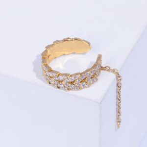 18K YELLOW GOLD  EARCUFF WITH WHITE  DIAMOND