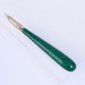 18K YELLOW GOLD SINGLE EARRING WITH WHITE DIAMOND AND MALACHITE STONE