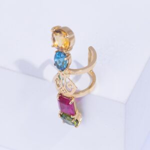 18K YELLOW GOLD EARCUFF WITH MULTICOLORED STONES