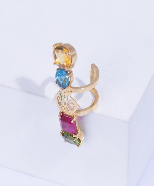 18K YELLOW GOLD EARCUFF WITH MULTICOLORED STONES