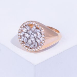 18K PINK GOLD PINKY RING WITH WHITE DIAMOND