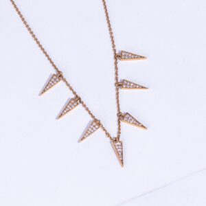 18K PINK GOLD TRIANGLE NECKLACE WITH WHITE DIAMOND