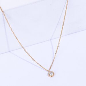 18K YELLOW GOLD NECKLACE WITH WHITE DIAMOND