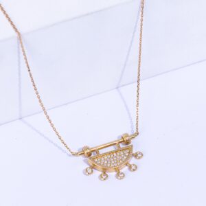 18K YELLOW GOLD HALF SUN NECKLACE WITH WHITE DIAMOND
