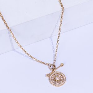 18K YELLOW GOLD SUN NECKLACE WITH WHITE DIAMOND