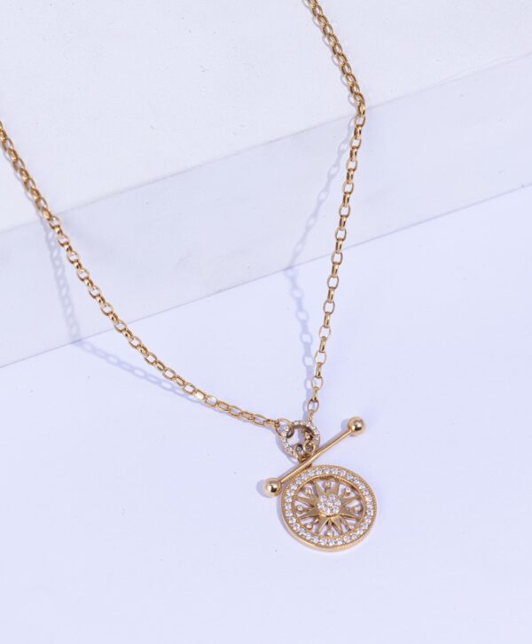 18K YELLOW GOLD SUN NECKLACE WITH WHITE DIAMOND