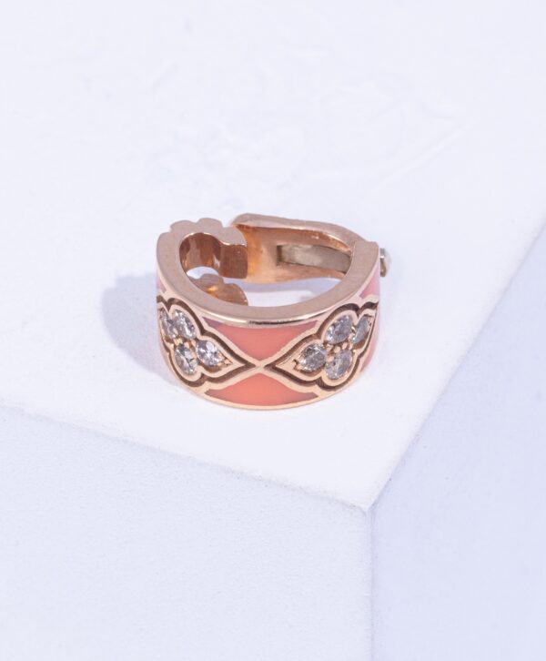 18K PINK GOLD EARCUFF WITH WHITE DIAMOND AND PINK ENAMEL