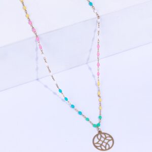 18K YELLOW GOLD NECKLACE WITH MULTICOLORED ENAMEL