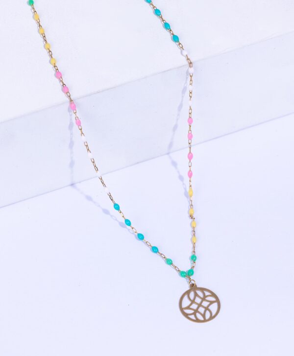 18K YELLOW GOLD NECKLACE WITH MULTICOLORED ENAMEL