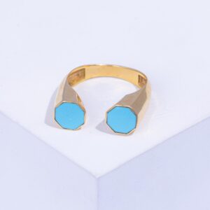 18K YELLOW GOLD PINKY RING WITH TURQUOISE STONE