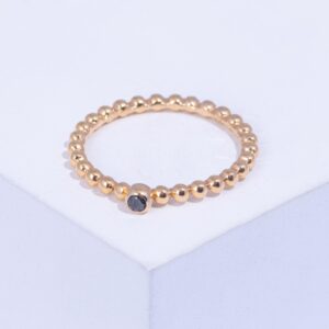 18K PINK GOLD RING WITH BLACK DIAMOND