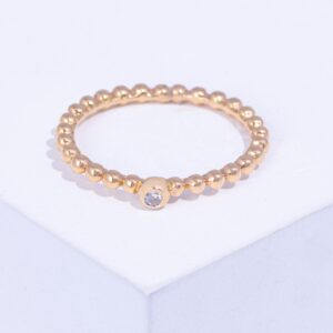 18K PINK GOLD RING WITH WHITE DIAMOND