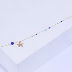 18K YELLOW GOLD EYE ANKLET WITH SEMI-PRECIOUS STONE