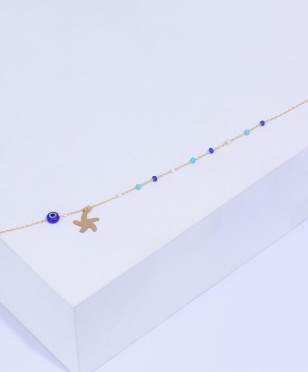18K YELLOW GOLD EYE ANKLET WITH SEMI-PRECIOUS STONE