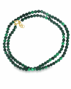 Malachite Beaded Necklace with Yellow Gold Accents