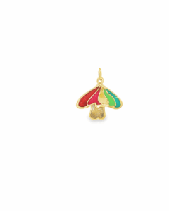 Whimsical Yellow Gold Enamel Mushroom Pendant