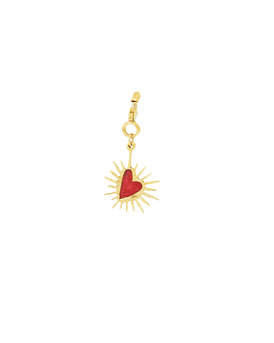 Yellow Gold Heart Burst Charm Pendant