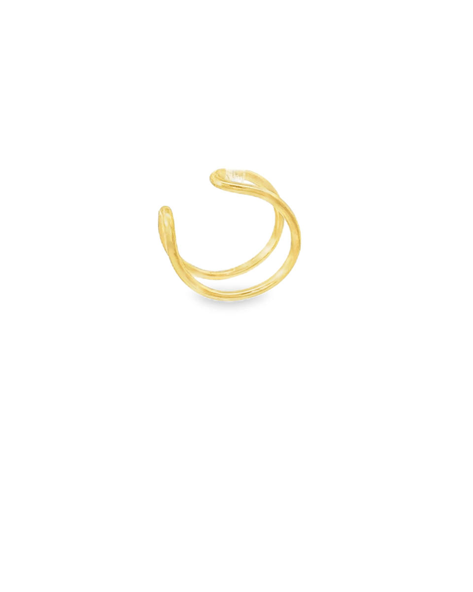Modern Yellow Gold Double Band Cuff Earrings