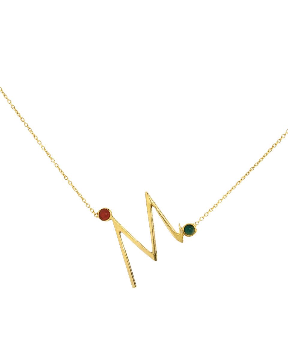 Yellow Gold ‘M’ Charm Necklace