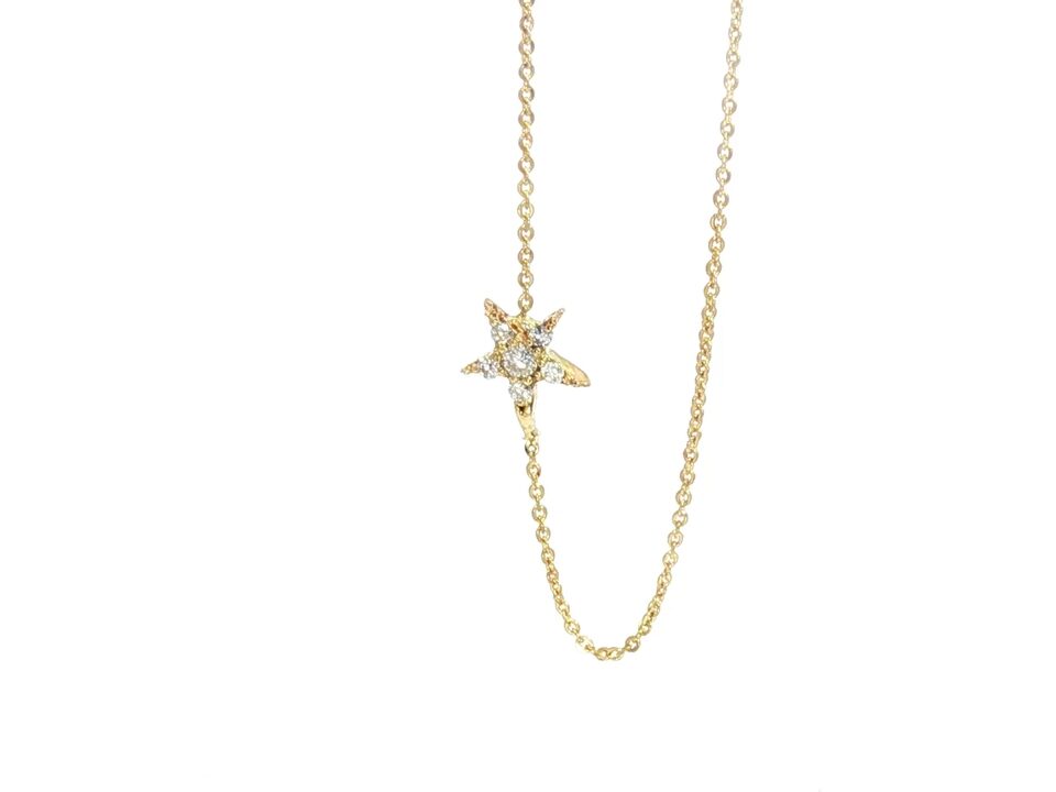 Golden Star With White Diamond Bracelet